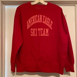 American Eagle Ski Team Red Pink Writing Cotton Sweatshirt New Never Used
